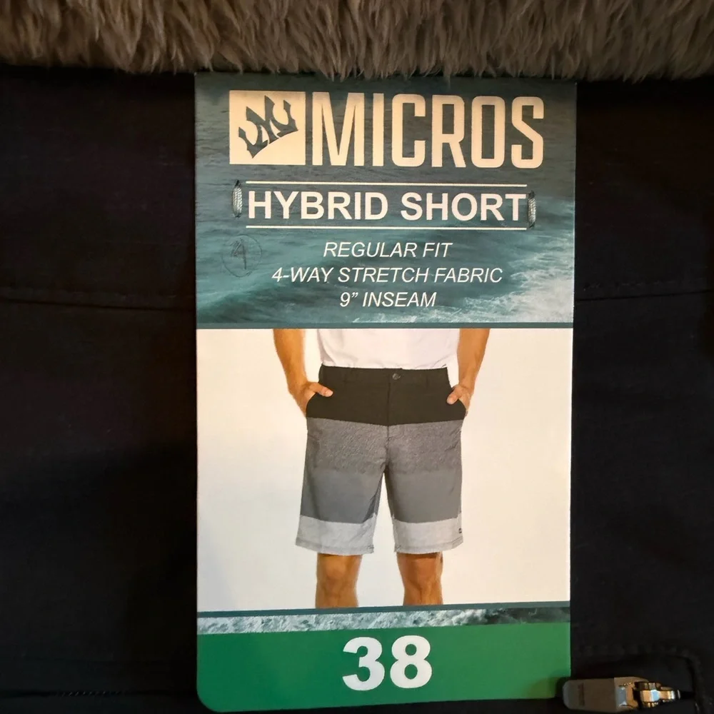 NWT Micros Black and Gray Hybrid Shorts